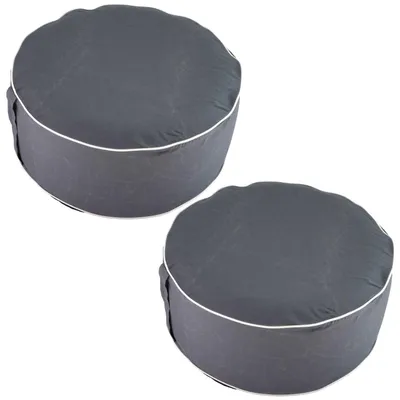 Produktbild von 2er Set Aufblasbarer Pouf Sitzhocker Outdoor Sitzpouf 54 x 26 cm Sitz Hocker Polyester Sitzsack Grau Sitzkissen Fußhocker