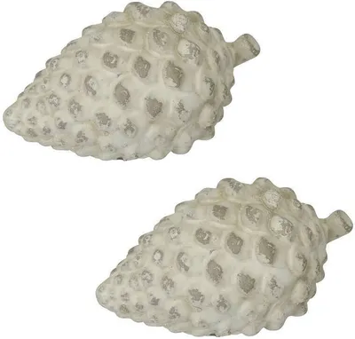Produktbild von Zapfen Zement 2erSet creme Vintage Herbstdeko Skulptur Herbst Shabby Dekozapfen