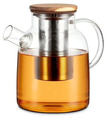 Produktbild von Glasteekanne mit Holzdeckel und Edelstahlfilter 1,5L
