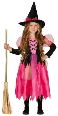Produktbild von Pinke Hexe Hexenkostüm für Mädchen Gr. 110-146, Größe:128/134
