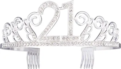 Produktbild von 21 Geburtstag Krone Diadem Tiara mit Haarkamm Kristall Strass Geburtstagsgeschenk zum für Frauen Prinzessin Party Supplies und Dekorationen mit Kristall