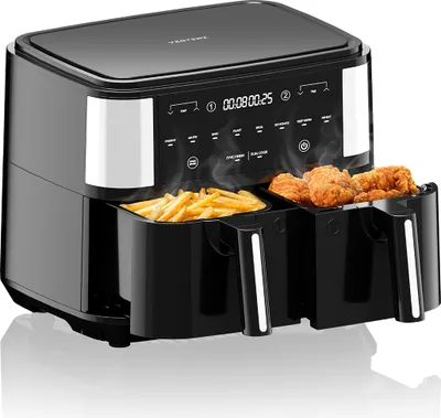 Produktbild von VERTENZ Taste 90 | Heißluftfritteuse Airfryer 9L in Zwei Körben Doppelkammer | 8 Automatische Menüs | 2600 W | Dual Cook | Fettfrei Ohne Öl | 200°C