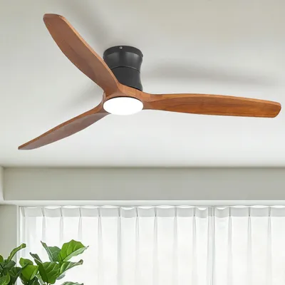 Produktbild von Sofucor Deckenventilator, modern, 132 cm, Massivholz, mit Licht, braun