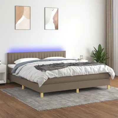 Produktbild von The Living Store Boxspringbett mit Matratze & LED Taupe 180x200 cm Stoff