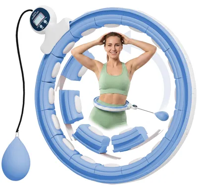 Produktbild von Smart Hula Hoop Reifen Erwachsene mit Gewicht Kugel Zähler 16 Knoten (76-113cm) Hellblau