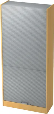 Produktbild von bümö Rollladenschrank office - 5 Ordnerhöhen - Griff: Chromgriff (Metall), Nachbildung: Buche/Silber