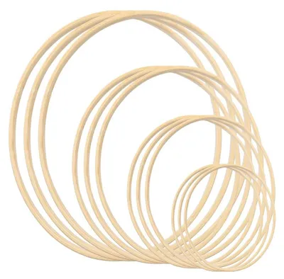 Productafbeelding van Omgoods - Set van 12 Bamboe Wreath Ringen in 4 Maten voor DIY Projecten