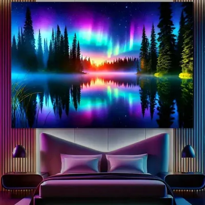 Productafbeelding van Noordelijke Lichten Wandtapijt, Aesthetische Wanddecoratie 200 x 150 cm