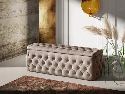 Produktbild von Polsterhocker mit Stauraum ERNESTO 120x50x45 cm Elisa Velvet Beige