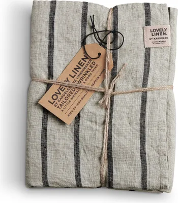Produktbild von Lovely Linen Linen Stripe Tischläufer Leinen black 47 x 150 cm