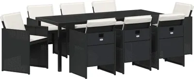 Image de vidaXL Salon de jardin avec coussins 9 pcs noir poly-rotin