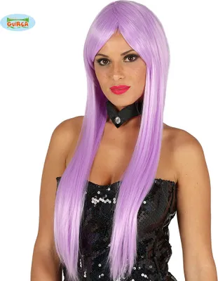 Produktbild von Dämon Karneval Perücke Lang Elegant Glatt Erwachsene Verschiedene Farben Stilvoll Fasching Haarmode, Farbe: Lila
