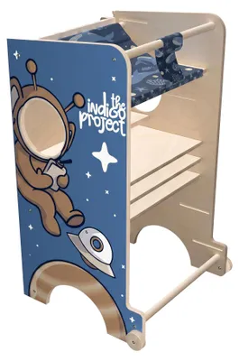 Immagine prodotto di Castle Gate - Torre Montessori multifunzionale 3 in 1 per bambini a partire dai 24 mesi, 58x50x90 cm con lavagna e cestino in legno