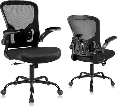 Produktbild von Bürostuhl Ergonomisch mit Hochklappbaren Armlehnen | hochdichtes Netzgewebe, Lendenwirbelstütze, Neigungsarretierung, 360°-Drehung, höhenverstellbar, Hochklappbare Armlehnen