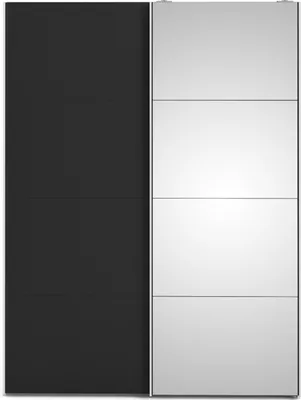Produktbild von Veto  Schiebetürenschrank B150 cm 1 Tür und 1 Spiegeltür weiß und mattschwarz.
