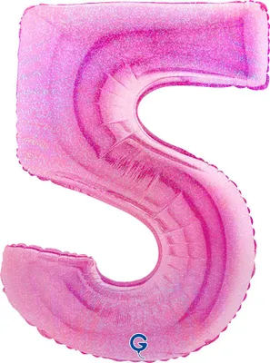 Produktbild von Riesenzahl Folienballon 40"/102cm | Holo Pink Zahl: 5