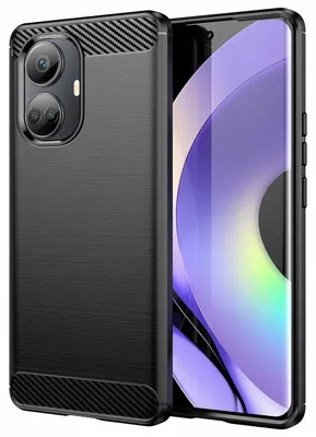 Image de Étui en carbone compatible avec Realme 10 Pro Plus étui souple en silicone carbone noir
