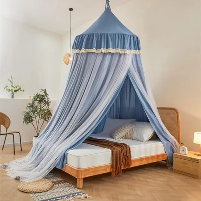 Immagine prodotto di Baldacchino a cupola a doppio strato per bambini, con zanzariera, per bambine, neonati e adulti; tenda da gioco con lucchetto, angolo lettura, Φ100 cm, blu