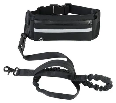 Imagen del producto de Correa para perros con sujetador de correa - 124/250 cm - Correa de seguridad reflectante - Correa para perros con manos libres - Ideal para actividades al aire libre y trote - Flexible