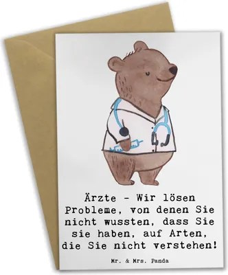 Produktbild von Mr. & Mrs. Panda jubiläumskarte Arzt Probleme Lösen - Weiß - Geschenk, hochzeitskarten, Dankeschön, Heilberufe, osterkarte, Gesundheit, einladungskarten, vatertagskarte