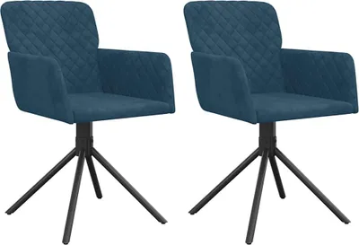 Image de vidaXL Chaise de salle à manger 2 pcs. Pivotant Bleu Velours