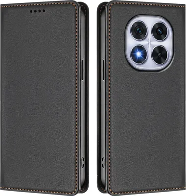 Produktbild von Handyhülle für Xiaomi Poco X7/Redmi Note 14 Pro 5G/14 Pro+ 5G, Kunstleder Klapphülle Stoßfeste Magnetische Hülle mit Ständer Schwarz