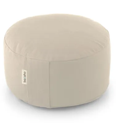 Zdjęcie produktu dla Poduszka do medytacji Zafu, wykonana z organicznej bawełny, wypełniona łuskami gryki, z zdejmowaną i zmywalną poszewką, wymiary: 30x15 cm, przeznaczona do