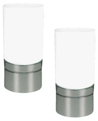 Produktbild von Tischleuchten - 2er-Set LED / RGB Glastischleuchte, Tischlampe im Modern Style, aus Kunststoff und Glas in weiß, 16 cm hoch, Ø 7,5 cm, inkl. LED – RGB-Farbwechsler – Schiebeschalter