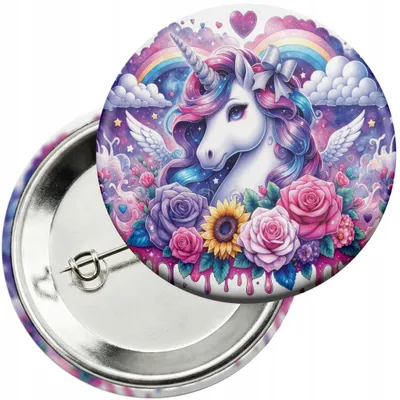 Image de Badge à épingle 59mm - Licorne UNICORN Cheval