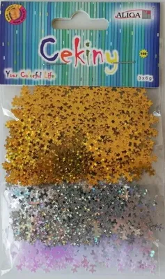 Produktbild von Aliga Pailletten Schneeflocken MT-4781, 3 x 6 g, Glitzer-Deko für Basteln, Karten, Scrapbooking und Weihnachtsdekoration