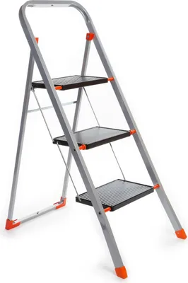 Produktbild von Toolland Trittleiter 3 Stufen klappbar mit Sicherheitsbügel, leichte Haushaltsleiter aus Metall mit