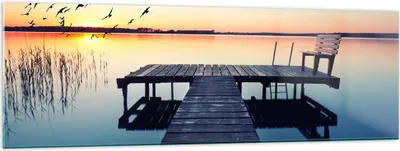 Produktbild von Bilder auf glas - See Brücke - 160x50cm - Glasbilder - Wandbilder - Bilder - Kunstdruck - zum Aufhängen bereit - Wanddekoration aus Glas - Glas Bilder - Wandbild auf Glas - Einteilig - GAB160x50-3698
