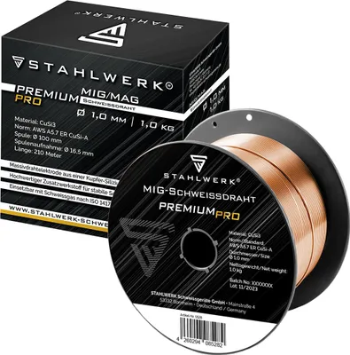 Produktbild von STAHLWERK Schweißdraht MIG MAG CuSi3 1,0 mm 1 kg Drahtrolle