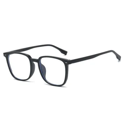 Produktbild von Uni-Brille mit Blaulichtfilter, Retro, großer Rahmen, klare Sicht, starkes Scharnier, mit Krempe, Augenschutz, klare Blaulichtbrille, Brille, schwarz