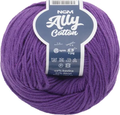 Zdjęcie produktu dla Przędza ALLY Bawełna - 50 g / 140 m - fioletowa