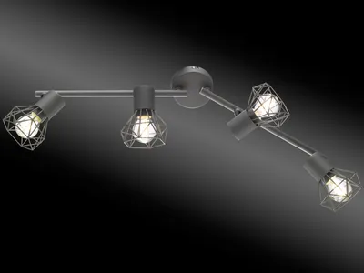 Produktbild von 4 flammiger schwenkbarer LED Deckenstrahler Grau - Deckenleuchte Flur Wohnzimmer