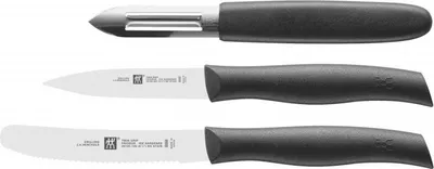 Obrázek produktu pro Sada na krájení a loupání Zwilling TWIN Grip 38738000, 3dílná, nerezová ocel 18/10, čepele kalené v ledu FRIODUR, odolné proti korozi, stříbrno-černá