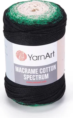 Zdjęcie produktu dla Yarn Art Macrame Bawełna Spectrum 225 m 1315 Black Green Sznurek