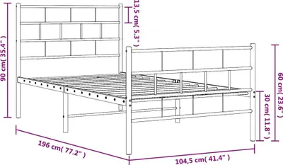 Produktbild von vidaXL Bettgestell mit Kopf- und Fußteil Metall Weiß 100x190 cm