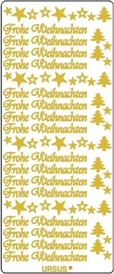 Produktbild von Famanu Sticker Weihnachtsdekoration - Selbstklebend - 10x23cm Bögen - Gold