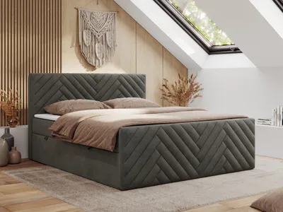 Produktbild von MKS MEBLE Boxspringbett 140x200 mit Bettkasten Matratze H3 - Paris Duo - Dunkelgrau Velvet