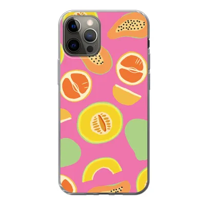 Produktbild von MuchoWow® Handyhülle Schutzhülle Hülle für iPhone 12 Pro Obst - Muster - Rosa Silikon Softcase Handy Hülle - Abdeckung