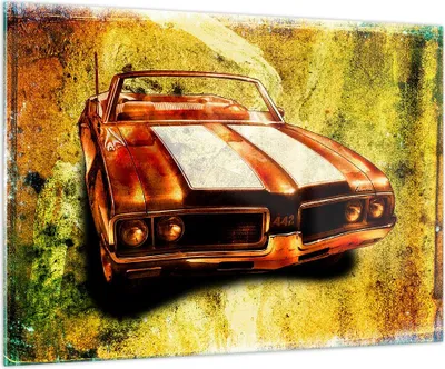 Produktbild von Bilder auf glas - Auto Geschwindigkeit Cabriolet - 100x70cm - Glasbilder - Wandbilder - Kunstdruck - zum Aufhängen bereit - Wanddekoration aus Glas - Glas Bilder - Wandbild auf Glas - GAA100x70-0531
