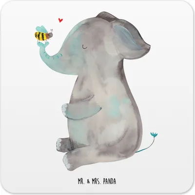 Produktbild von Mr. & Mrs. Panda Untersetzer für Gläser Elefant Biene 6er Set - Weiß - Geschenk, Lustige Sprüche, Heiratsantrag, Design, Kunststoff, Coaster, Glas-Untersetzer, Liebe