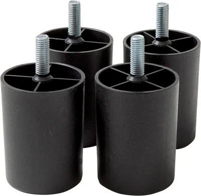 Produktbild von 4 Kunststoffmöbelfüße – Höhe 60 mm – Set mit 4 Füßen und Schrauben für Sessel und Schränke – Farbe Schwarz