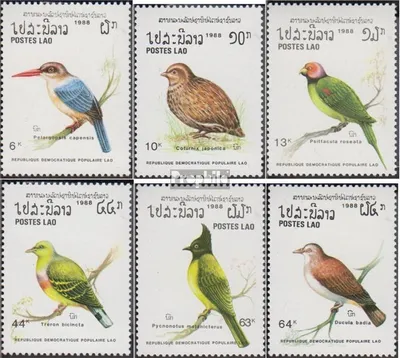 Produktbild von Briefmarken Laos 1988 Mi 1082-1087 (kompl.Ausg.) postfrisch Vögel