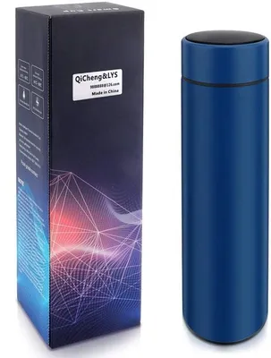 Immagine prodotto di Tazza termica con display della temperatura da 17 oz / 500 ml Tazza da viaggio termica La tazza termica da sport è priva di BPA, realizzata in acciaio inossidabile 304, adatta per acqua fredda e calda (blu)