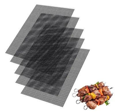 Immagine prodotto di Elzusha - Set di 5 tappetini per griglia - Tappetini antiaderenti riutilizzabili, dimensioni 40 x 33 cm