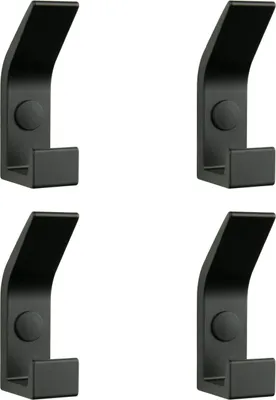 Produktbild von Eleganter Wandhaken für das Bad – 4er Set, matte schwarze Aluminiumlegierung, ideal für Handtücher und mehr, minimalistisch und funktional zur Raumorganisation.