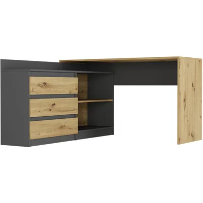 Produktbild von Framire Schreibtisch - Eiche Artisan / Anthrazit - 50 x 120 x 76 cm - Modern N-15